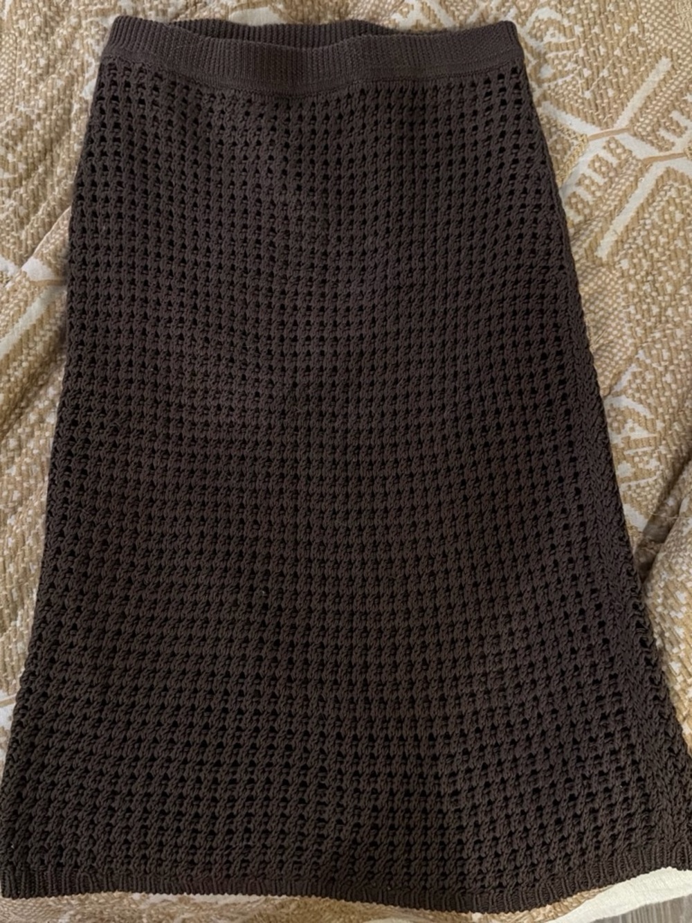 Theory Dark Brown Knit A-Line Skirt